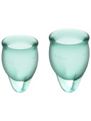Набор менструальных чаш, 2шт, 15 и 20 мл Feel confident Menstrual Cup Light Blue с петелькой	 