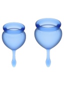 Набор менструальных чаш, 2шт, 15 и 20 мл Feel Good Menstrual Cup Dark Blue с хвостиком-капелькой 