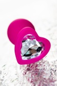 Анальная втулка ToDo by Toyfa Diamond Heart, силикон, розовая, 7 см, Ø 2 см, 18 г 